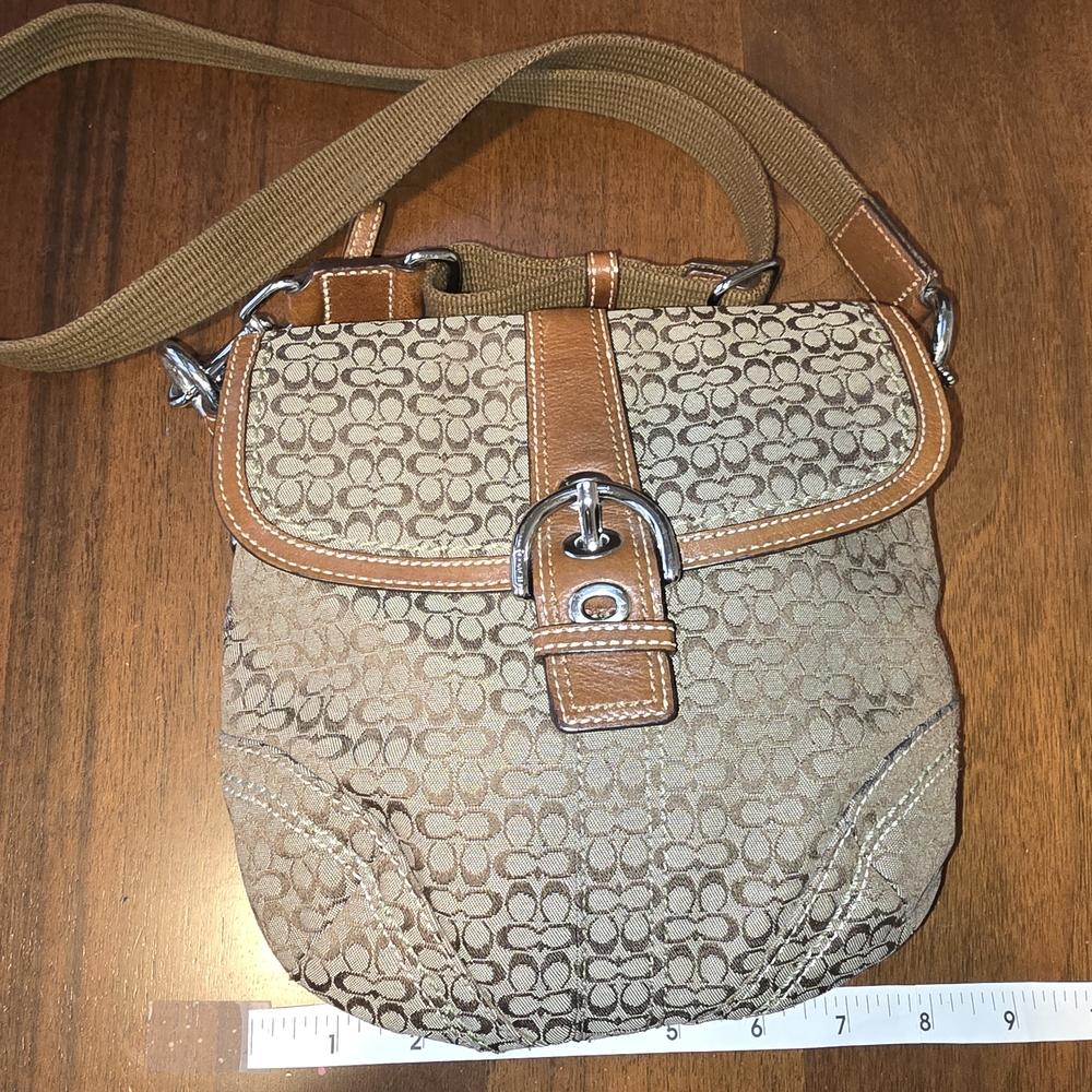 COACH Brown Soho Mini Signature C Crossbody Bag Jacquard with Leather Trim - Picture 5 of 16